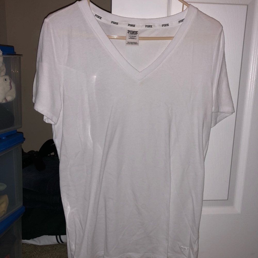 Plain white v-neck tee